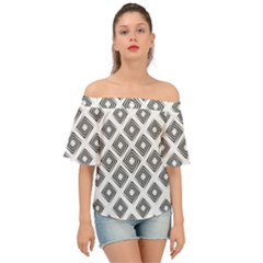 Abstract-box-white Off Shoulder Short Sleeve Top