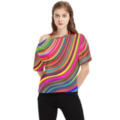 Abstract-calorfull One Shoulder Cut Out Tee by nate14shop