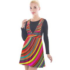 Abstract-calorfull Plunge Pinafore Velour Dress