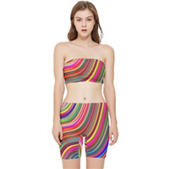 Abstract-calorfull Stretch Shorts And Tube Top Set