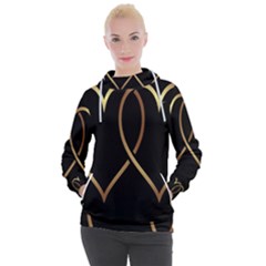 A-heart-black-gold Women s Hooded Pullover by nate14shop