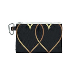 A-heart-black-gold Canvas Cosmetic Bag (small) by nate14shop