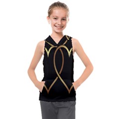 A-heart-black-gold Kids  Sleeveless Hoodie by nate14shop