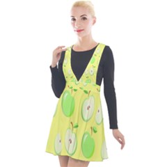 Apples Plunge Pinafore Velour Dress