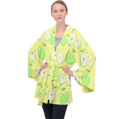 Apples Long Sleeve Velvet Kimono  by nate14shop