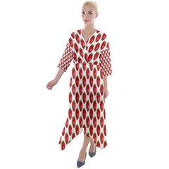 Strobery Fruit Colorful Quarter Sleeve Wrap Front Maxi Dress by nate14shop