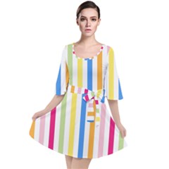 Stripes-lines-calorfull Velour Kimono Dress