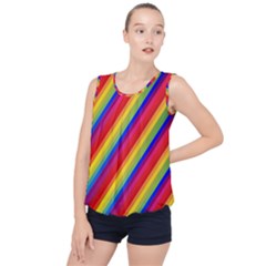 Rainbow-lines Bubble Hem Chiffon Tank Top by nate14shop