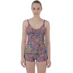 Retro Tie Front Two Piece Tankini by nate14shop