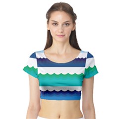 Water-border Short Sleeve Crop Top