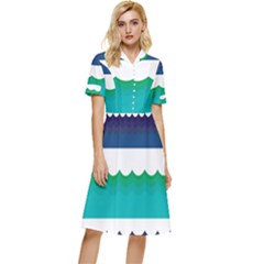 Water-border Button Top Knee Length Dress by nate14shop