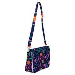 Pattern-vector Shoulder Bag With Back Zipper by nate14shop