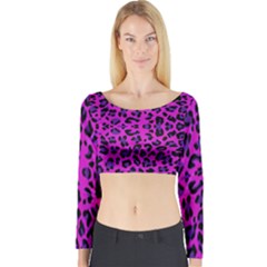 Pattern-tiger-purple Long Sleeve Crop Top by nate14shop