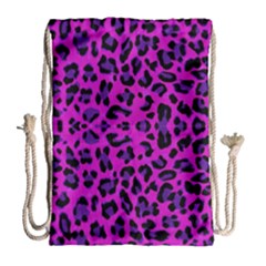 Pattern-tiger-purple Drawstring Bag (Large)