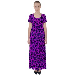 Pattern-tiger-purple High Waist Short Sleeve Maxi Dress