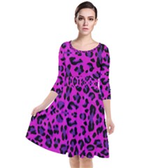 Pattern-tiger-purple Quarter Sleeve Waist Band Dress