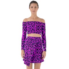 Pattern-tiger-purple Off Shoulder Top With Skirt Set by nate14shop