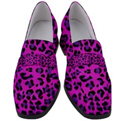 Pattern-tiger-purple Women s Chunky Heel Loafers