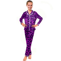 Pattern-tiger-purple Kid s Satin Long Sleeve Pajamas Set