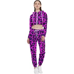 Pattern-tiger-purple Cropped Zip Up Lounge Set by nate14shop