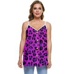 Pattern-tiger-purple Casual Spaghetti Strap Chiffon Top by nate14shop