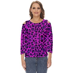 Pattern-tiger-purple Cut Out Wide Sleeve Top