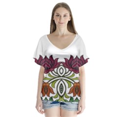 IM Fourth Dimension Colour 3 V-Neck Flutter Sleeve Top