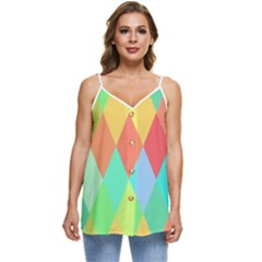 Low-poly Casual Spaghetti Strap Chiffon Top by nate14shop