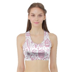 Illustration-pink-ice-cream-seamless-pattern Sports Bra With Border by nate14shop