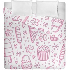 Illustration-pink-ice-cream-seamless-pattern Duvet Cover Double Side (king Size) by nate14shop