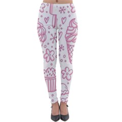 Illustration-pink-ice-cream-seamless-pattern Lightweight Velour Leggings by nate14shop