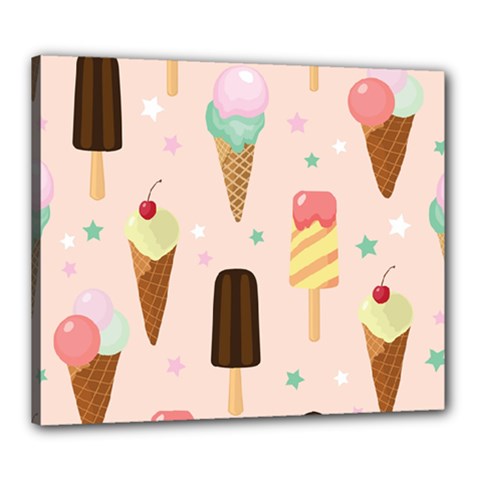 Cute-pink-ice-cream-and-candy-seamless-pattern-vector Canvas 24  X 20  (stretched)