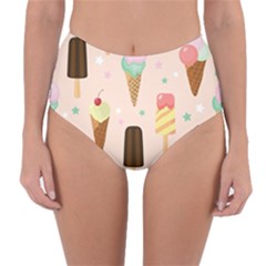 Cute-pink-ice-cream-and-candy-seamless-pattern-vector Reversible High-waist Bikini Bottoms by nate14shop