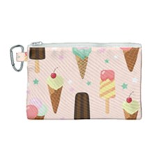 Cute-pink-ice-cream-and-candy-seamless-pattern-vector Canvas Cosmetic Bag (medium) by nate14shop