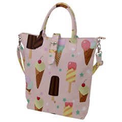 Cute-pink-ice-cream-and-candy-seamless-pattern-vector Buckle Top Tote Bag by nate14shop
