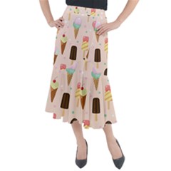 Cute-pink-ice-cream-and-candy-seamless-pattern-vector Midi Mermaid Skirt by nate14shop