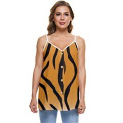 Animal-tiger Casual Spaghetti Strap Chiffon Top