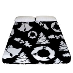 Backdrop-black-white,christmas Fitted Sheet (king Size) by nate14shop