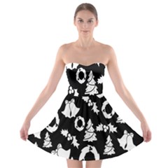 Backdrop-black-white,christmas Strapless Bra Top Dress