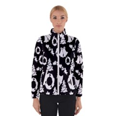 Backdrop-black-white,christmas Women s Bomber Jacket