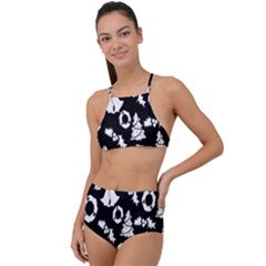 Backdrop-black-white,christmas High Waist Tankini Set by nate14shop