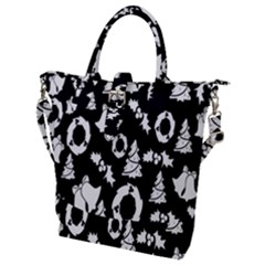 Backdrop-black-white,christmas Buckle Top Tote Bag by nate14shop
