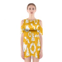 Backdrop-yellow-white Shoulder Cutout One Piece Dress