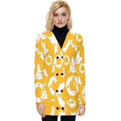 Backdrop-yellow-white Button Up Hooded Coat 