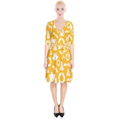 Backdrop-yellow-white Wrap Up Cocktail Dress