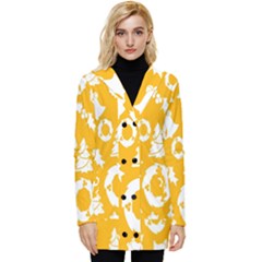Backdrop-yellow-white Button Up Hooded Coat  by nate14shop