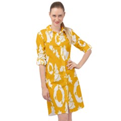 Backdrop-yellow-white Long Sleeve Mini Shirt Dress