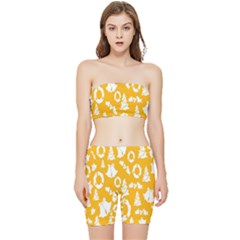Backdrop-yellow-white Stretch Shorts and Tube Top Set