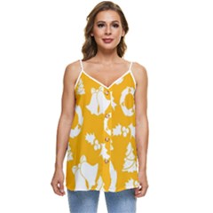 Backdrop-yellow-white Casual Spaghetti Strap Chiffon Top by nate14shop