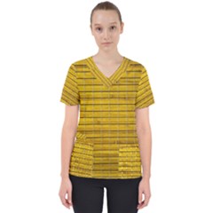 Bamboo-yellow Women s V-neck Scrub Top by nate14shop